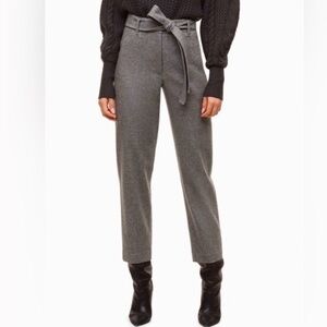 Aritzia Wilfred Jallade Tie Front Pant Grey Wool Tweed High Rise Tapered Cropped